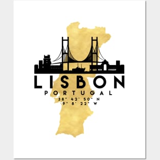 Lisbon Portugal Skyline Map Art Posters and Art